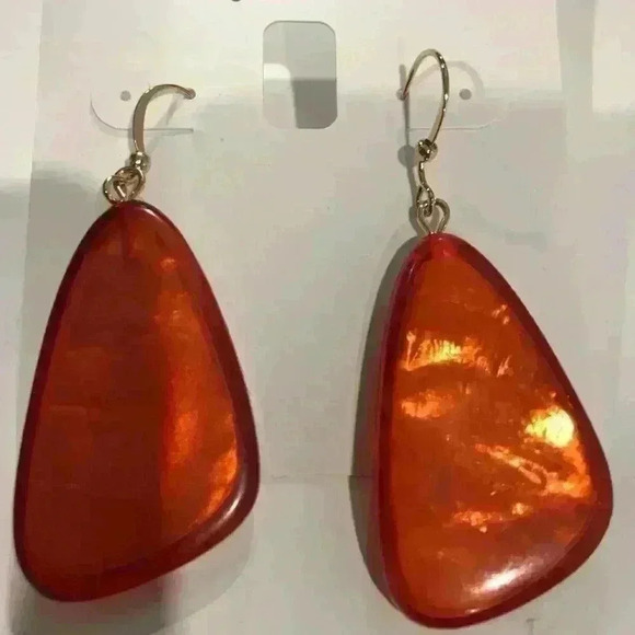 Style and Co Resin Triangular Earrings in Orange - Picture 3 of 5